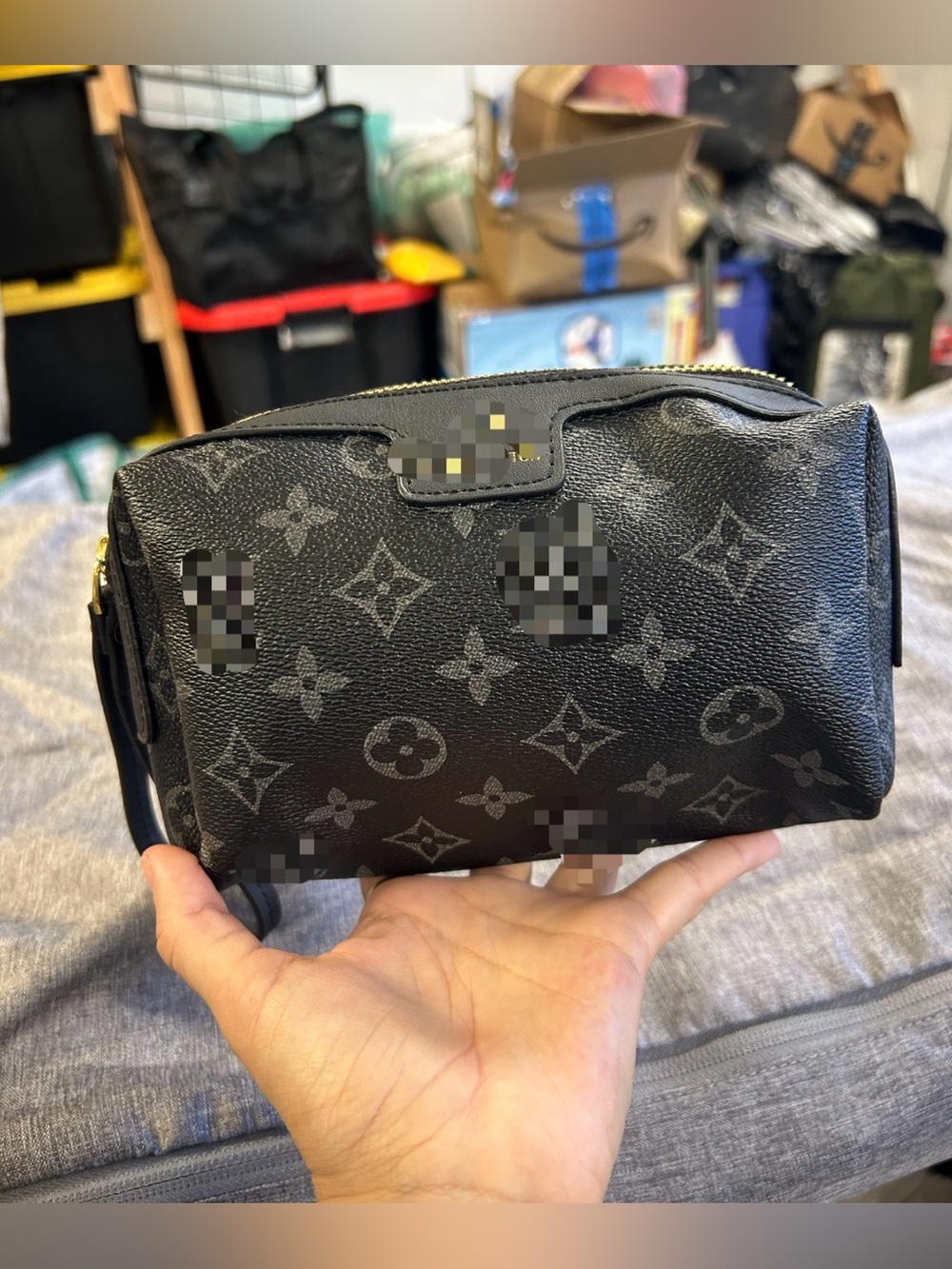 Black Monogram Toiletry Bag for Men